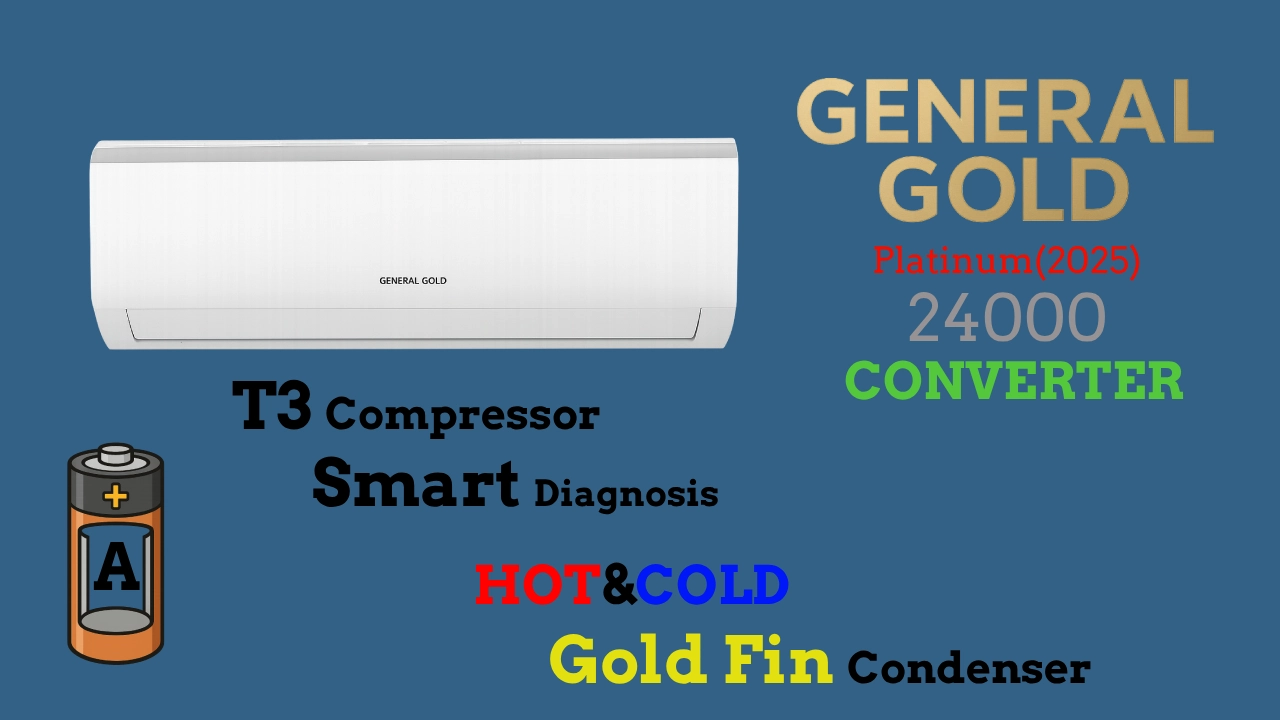 کولرگازی 24000 کم مصرف جنرال گلد پلاتینیوم-33