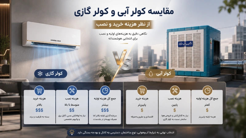 مقایسه کولر آبی و کولر گازی از نظر هزینه خرید و نصب