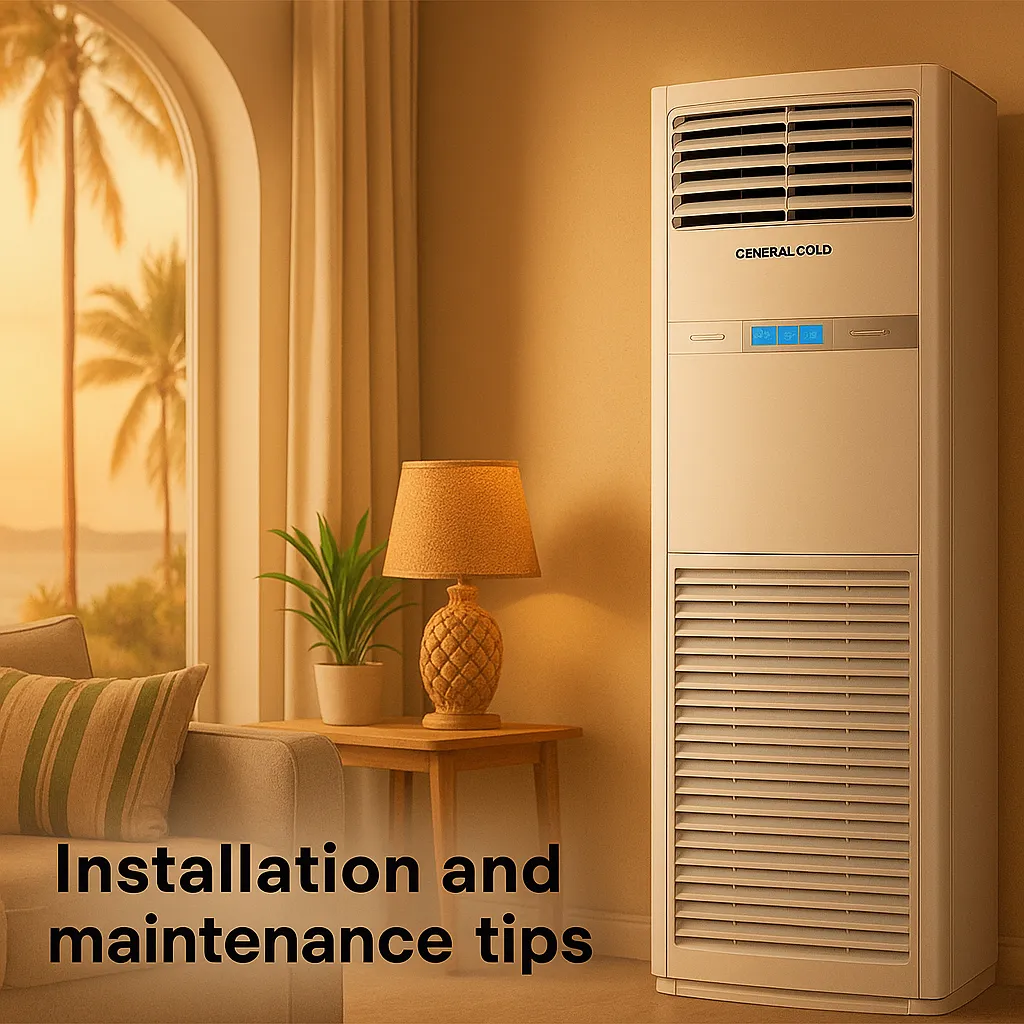 نکات نصب و نگهداری کولر گازی جنرال گلد60000بیکس کانورتر،مدل GG-GHF60000D BIX T3