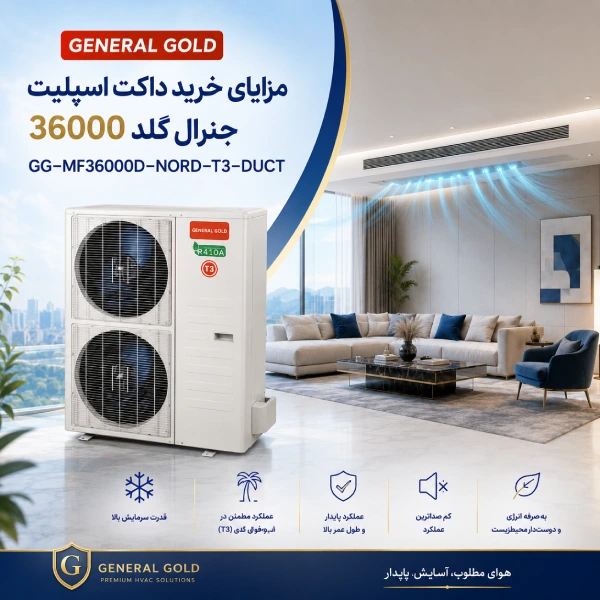 مزایای خرید داکت اسپلیت 36000 جنرال گلد GG-MF36000D–NORD-T3-DUCT